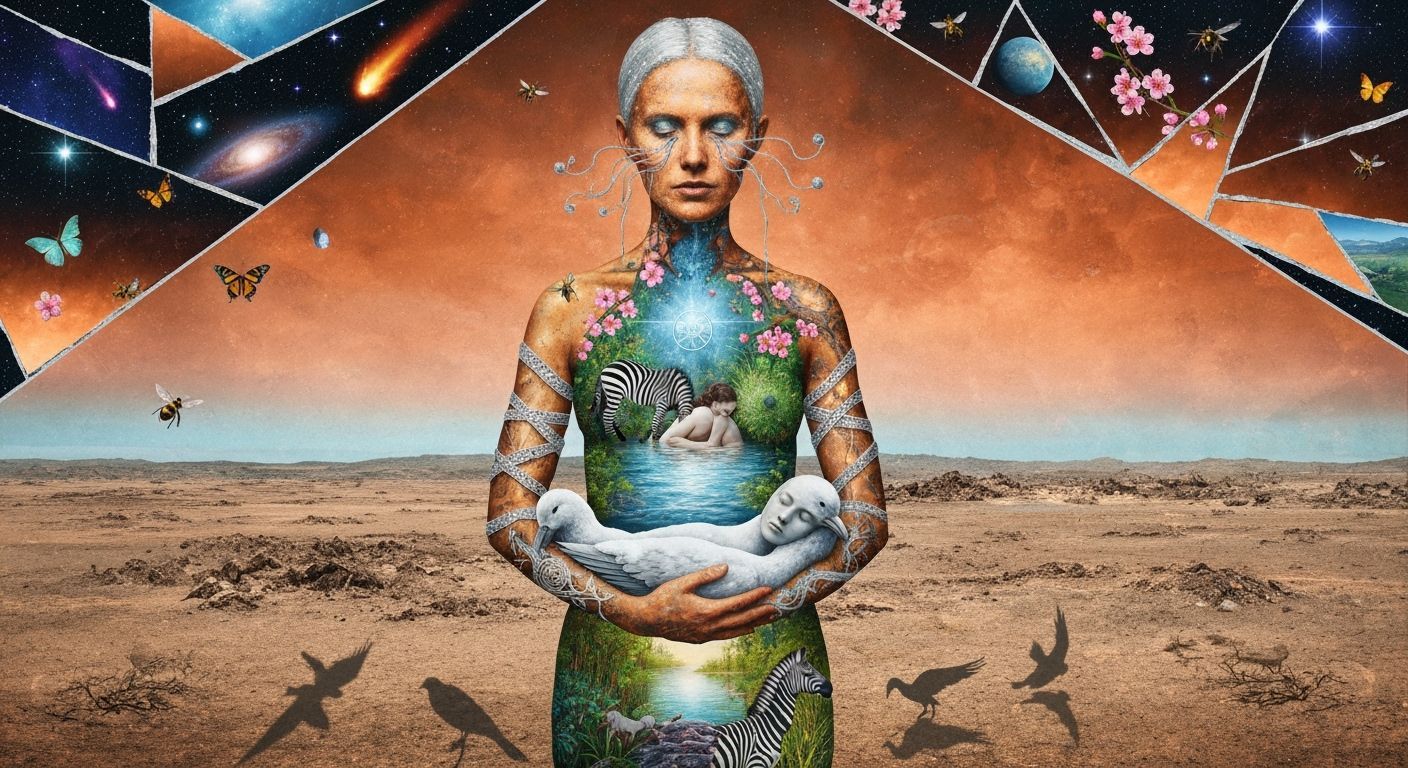 Mystical Shaman with Bioluminescent Oasis