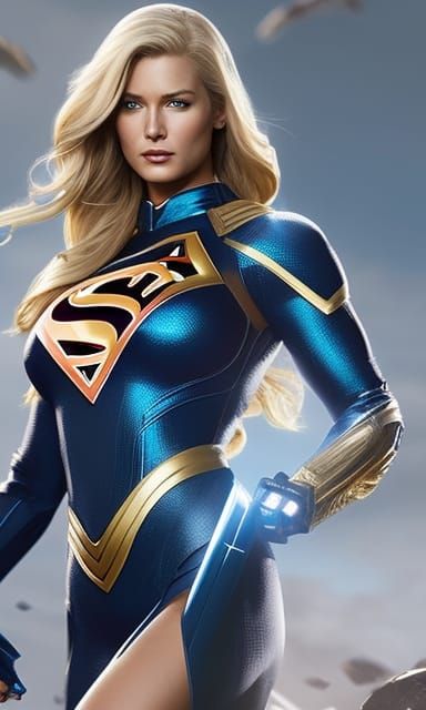 Hyperrealistic Supergirl Portrait in Digital Painting Style