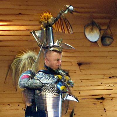 Armored Scandinavian Warrior with Mohawk and Staff