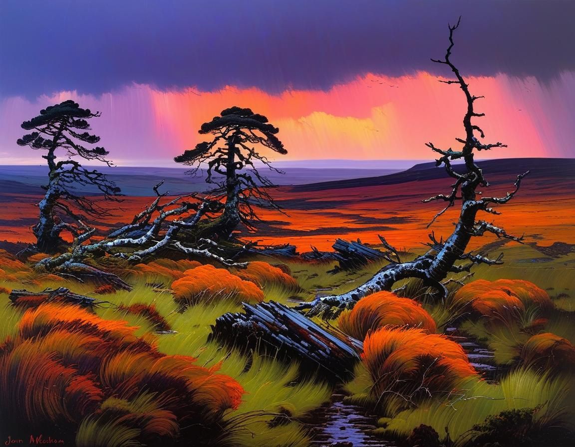 Moorland Pines Amidst Approaching Storm