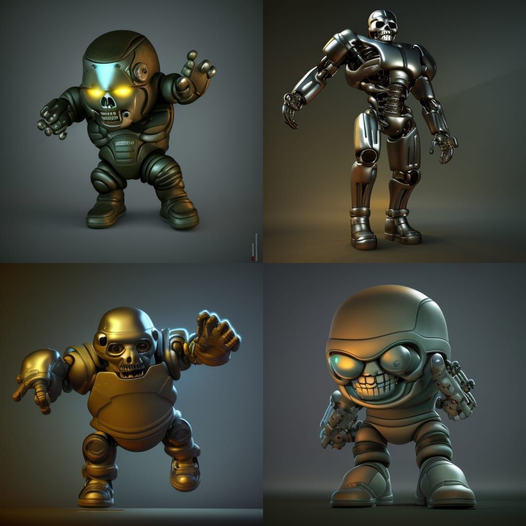 baby terminator smash full body clearly visible an ambient occlusion render by Chafik Charobim, 3d render 8k resolution ...