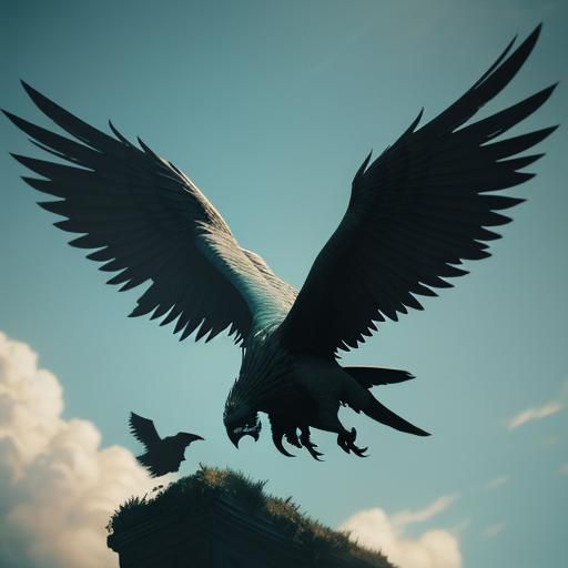Epic Griffin in Flight: Cinematic Fantasy