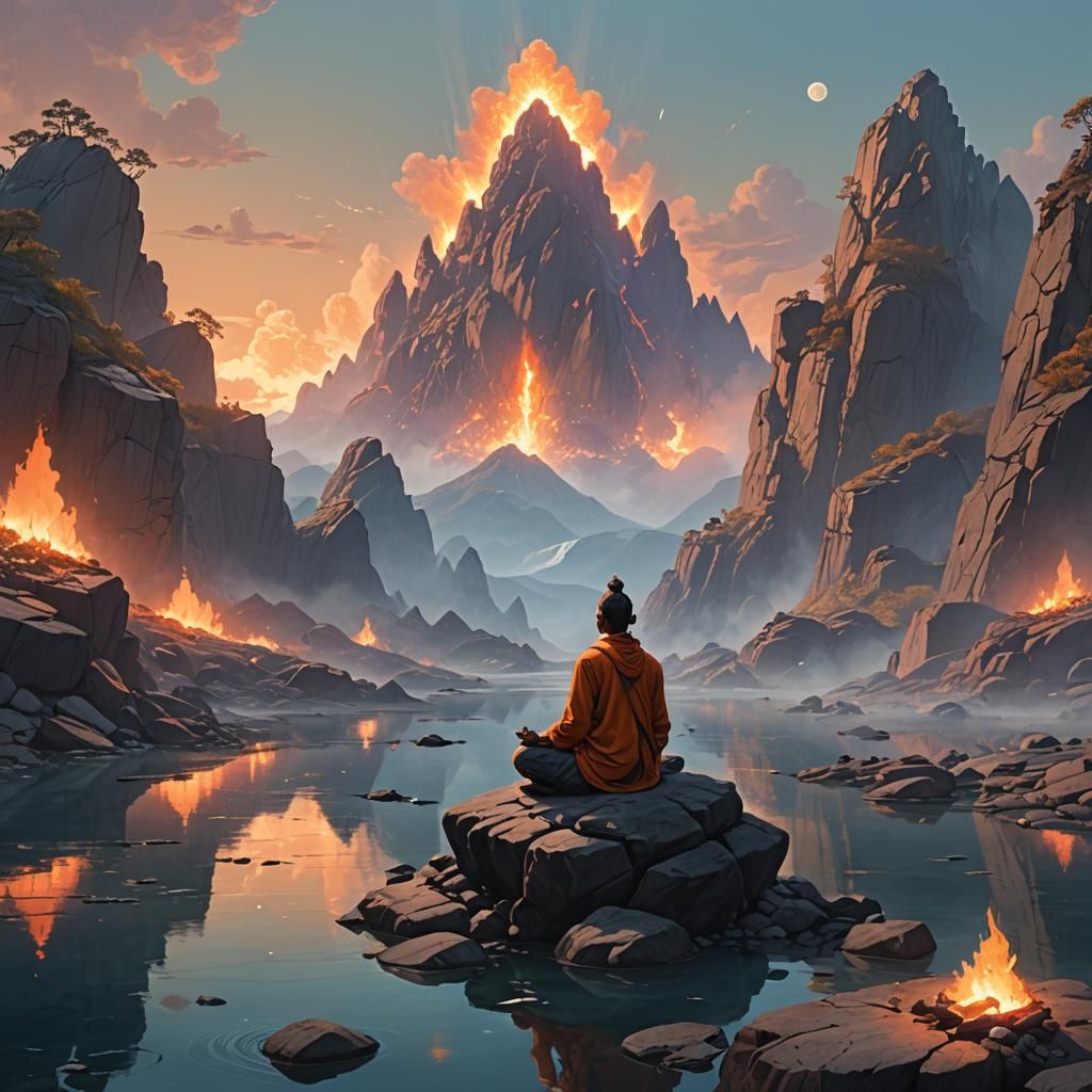 Yogi in Lotus Position in the Himalayas