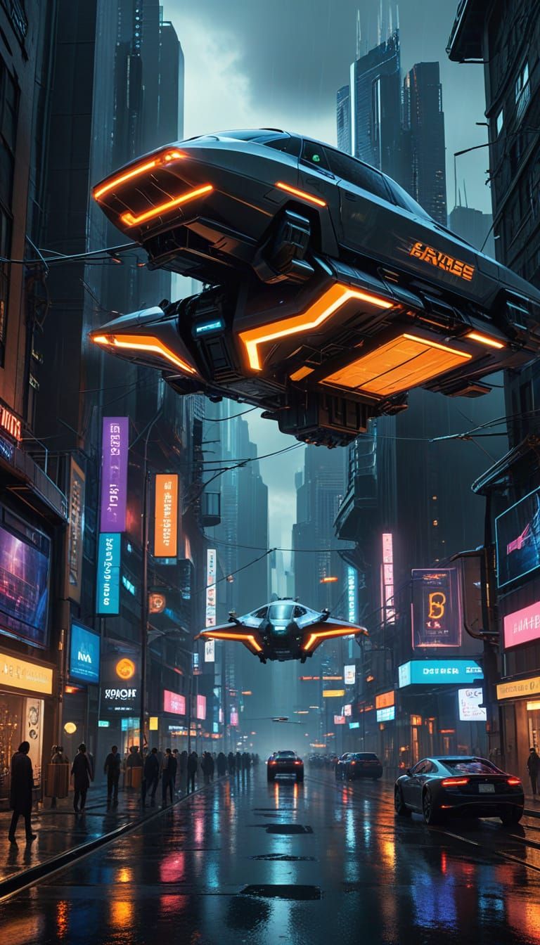 Cyberpunk Cityscape at Twilight