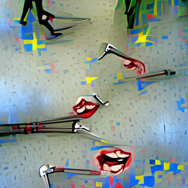 Vampires Dancing with Crutches in Pop Art Style