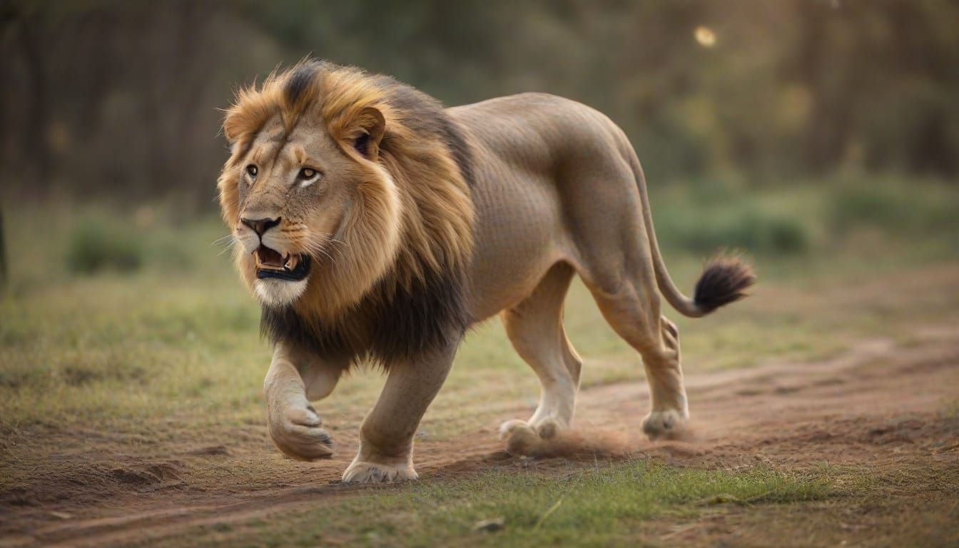 Lion Running Around the Earth in Stunning Detail