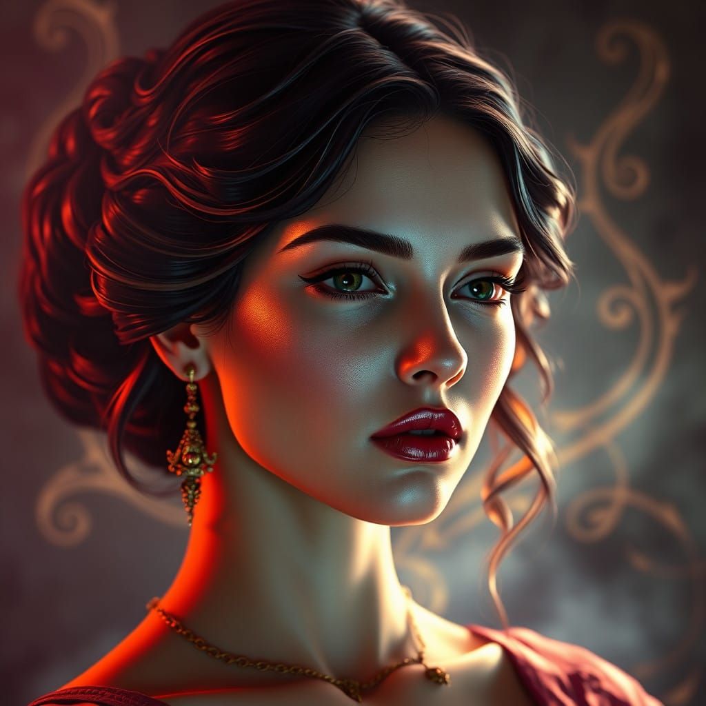 Hyper-Realistic Art Nouveau Woman Portrait