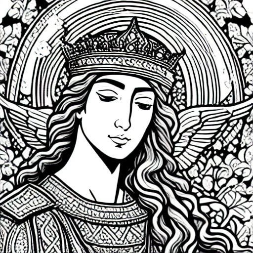 Angel Stabbing St. Teresa Coloring Page Line Art