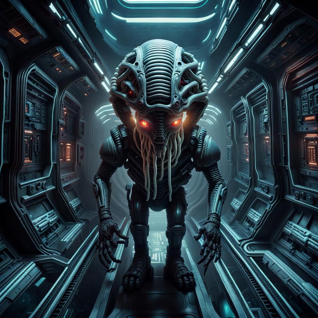 Surreal Biopunk Horror Monster in Space