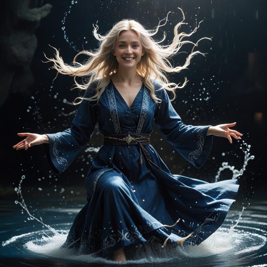 Mystical Sorceress Embodies Whirling Water Magic in Cinemati...