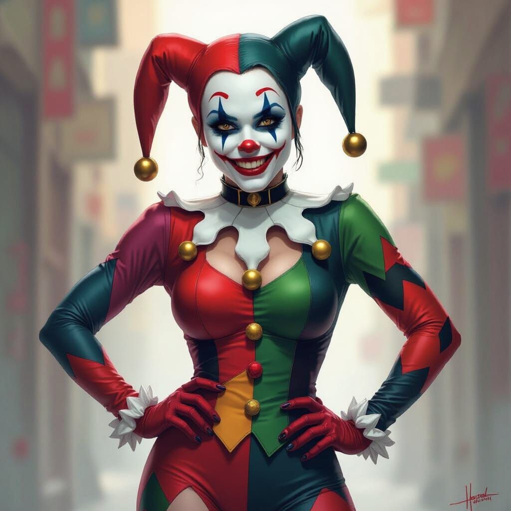 Harley Quinn as Art the Clown in Jester Costume