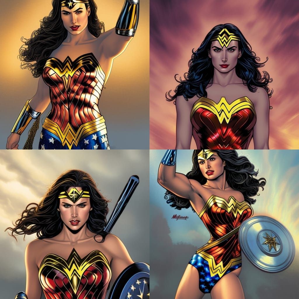 Wonder Woman Portrait in Comic Book Style