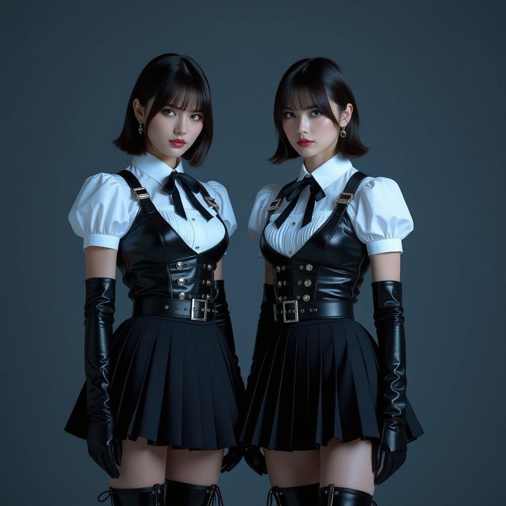 Confident Women in Dark, Gradient Portraits with Art Nouveau...