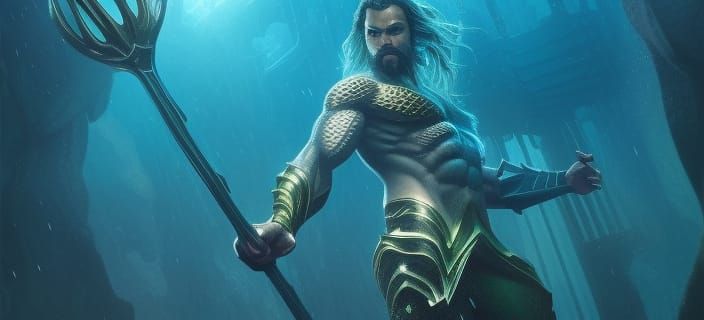 Aquaman Atlantis Civilization Portrait in Hyperdetailed Styl...