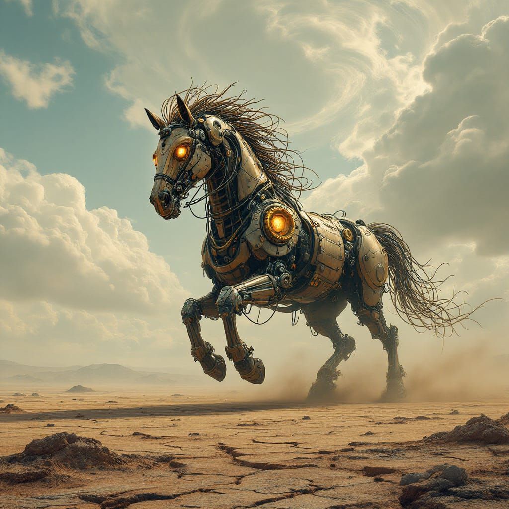 Colossal Mechanical Horse Gallops Through Post-Apocalyptic L...