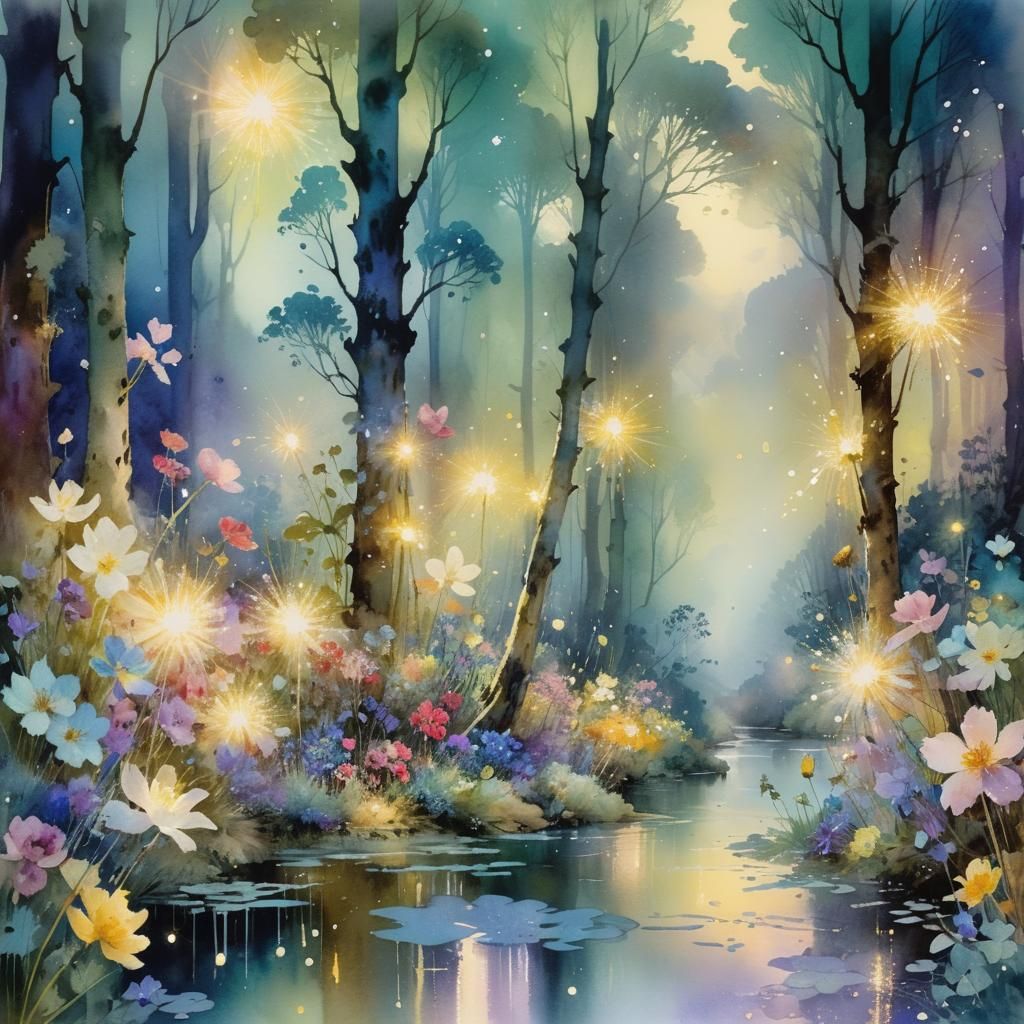 Whimsical Dreamscapes in Luminous Watercolor