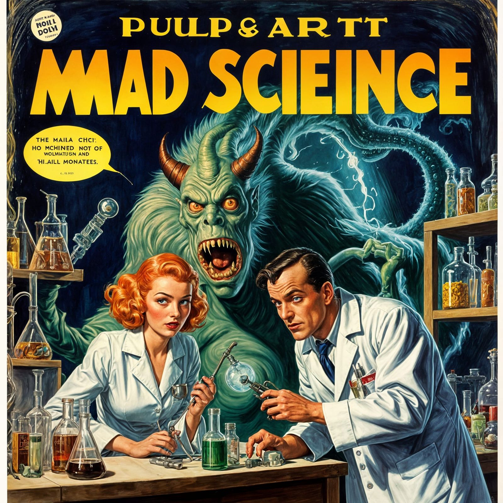 Mad Science Pulp Art Horror Novel Cover