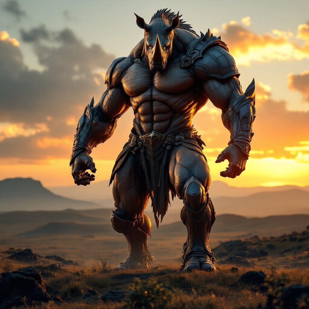 Epic Rhinoceros Centaur in Hyper-Realistic CGI