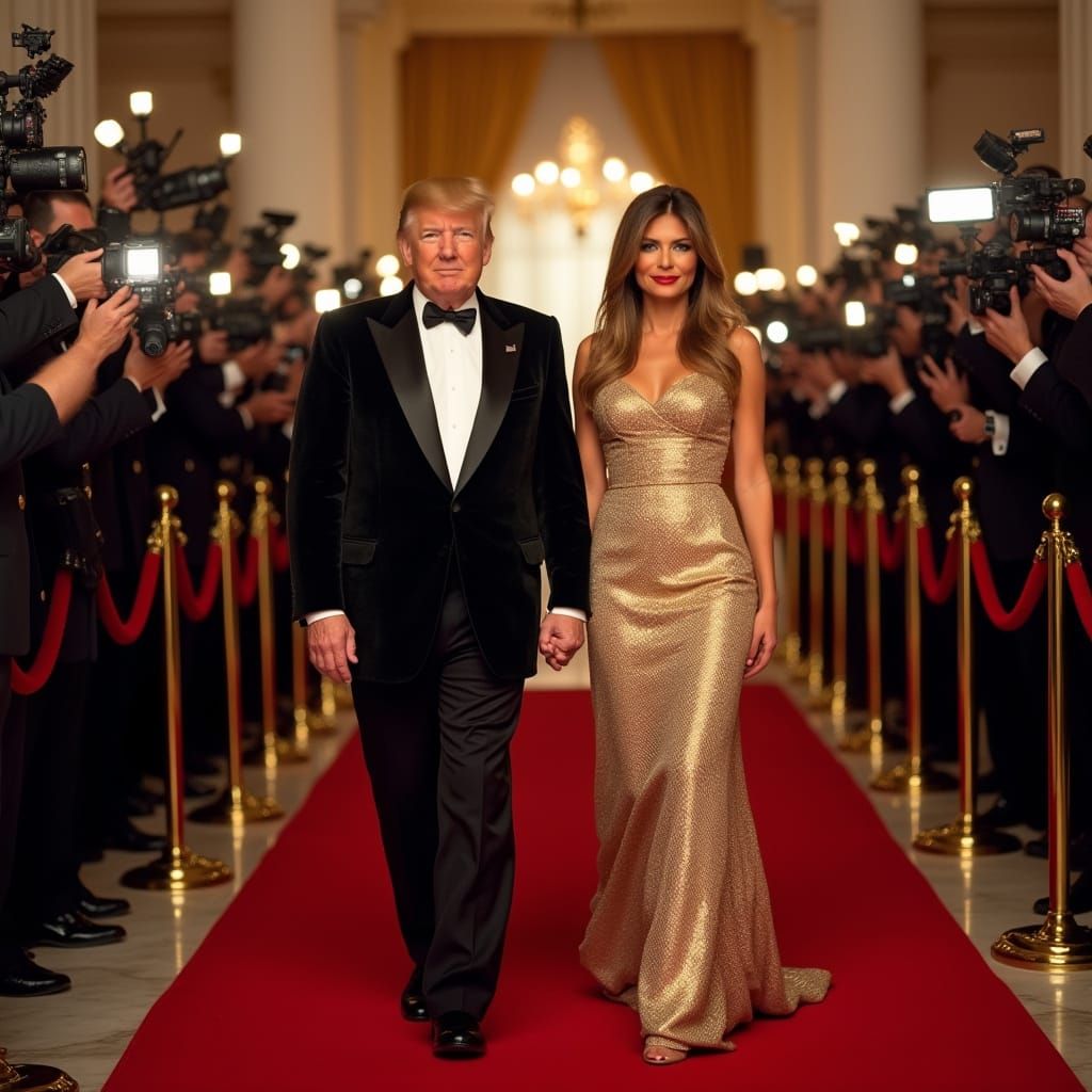 Donald and Melania Trump Anniversary in Hollywood Glamour