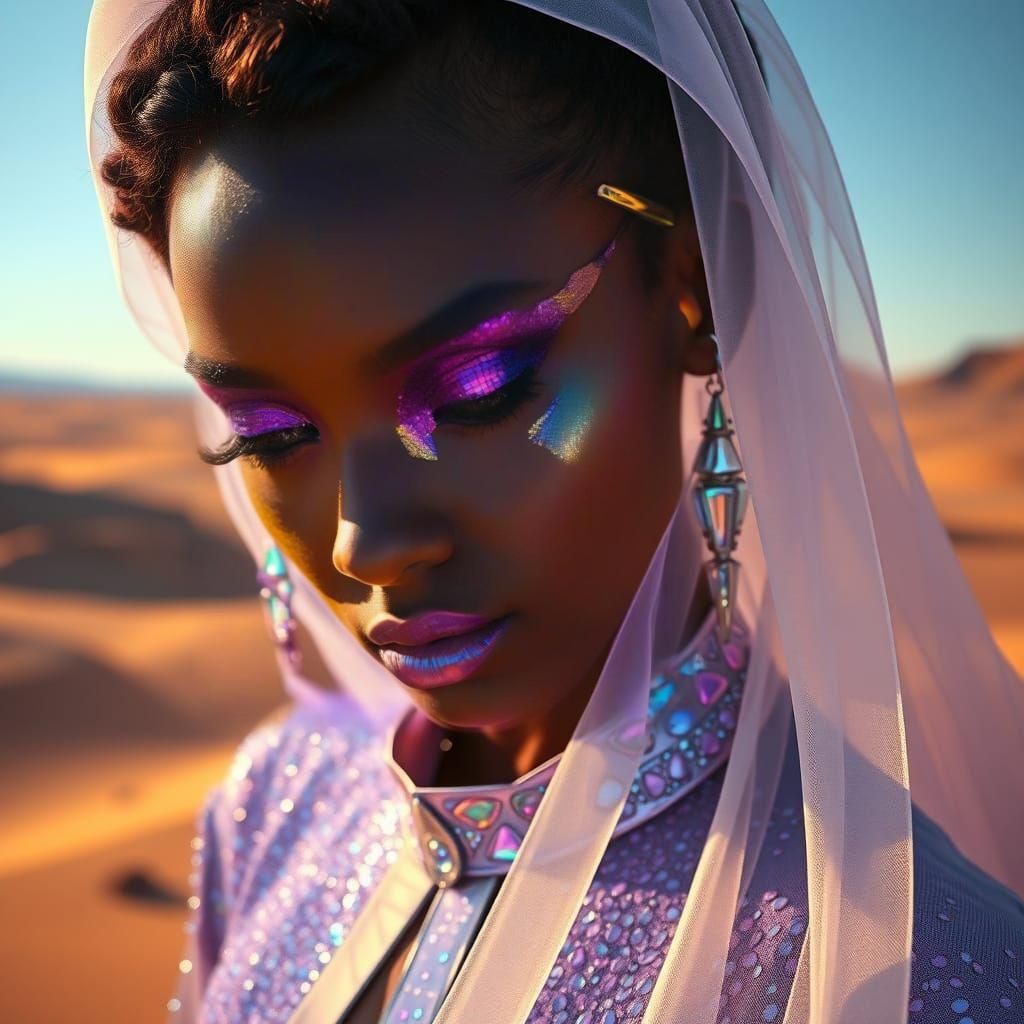 Futuristic Portrait of a Woman in Neon Makeup