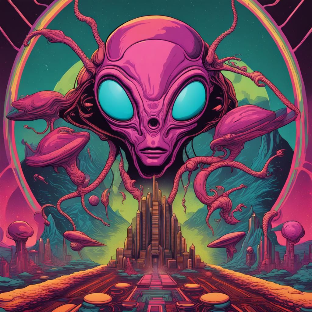 1970s Alien Pop-Art Poster in Hildebrand Style