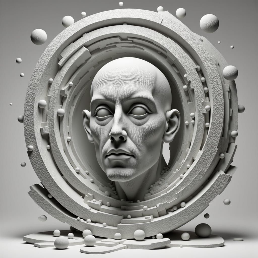 Surreal Optical Illusion Sculpture in Minimalist Style