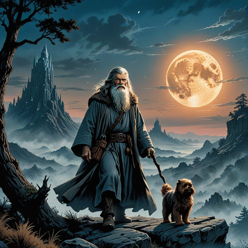 Epic Gandalf and Chewbacca in a Magical Sunset Marvel Comic ...