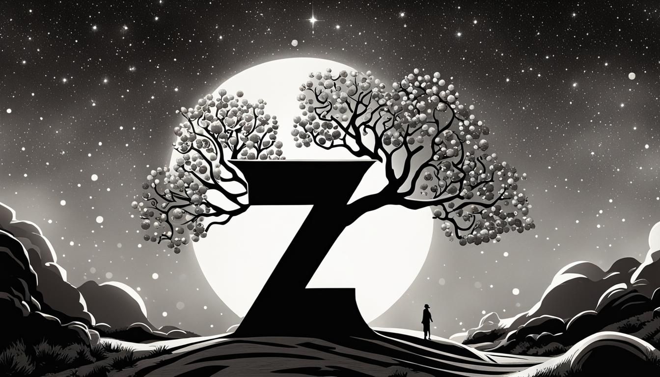 Typographic Block Print: Z and Heavenly Tree