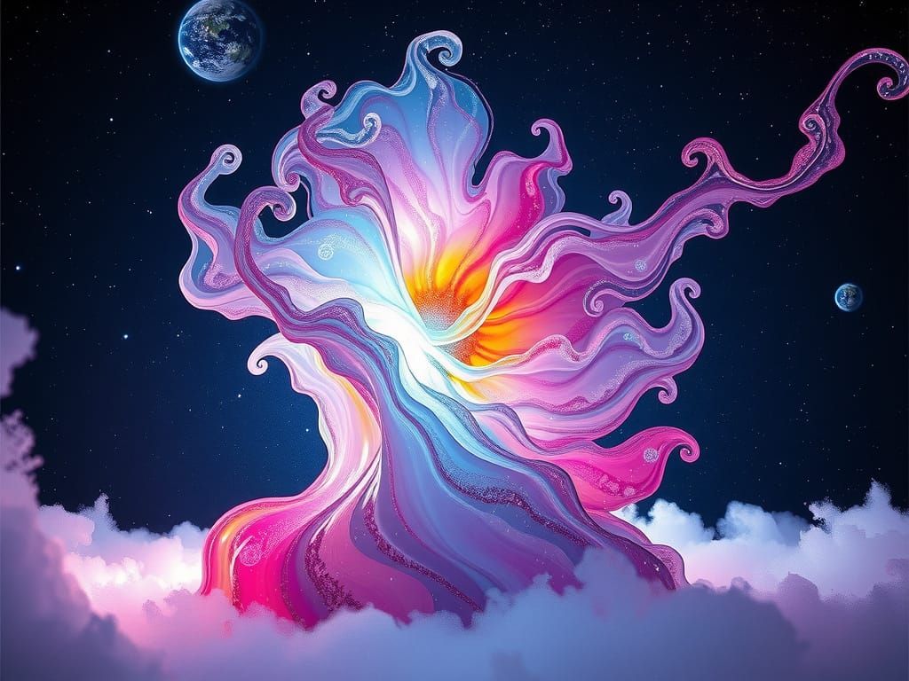 Glass Nebula Cosmic Masterpiece in Luminous Style