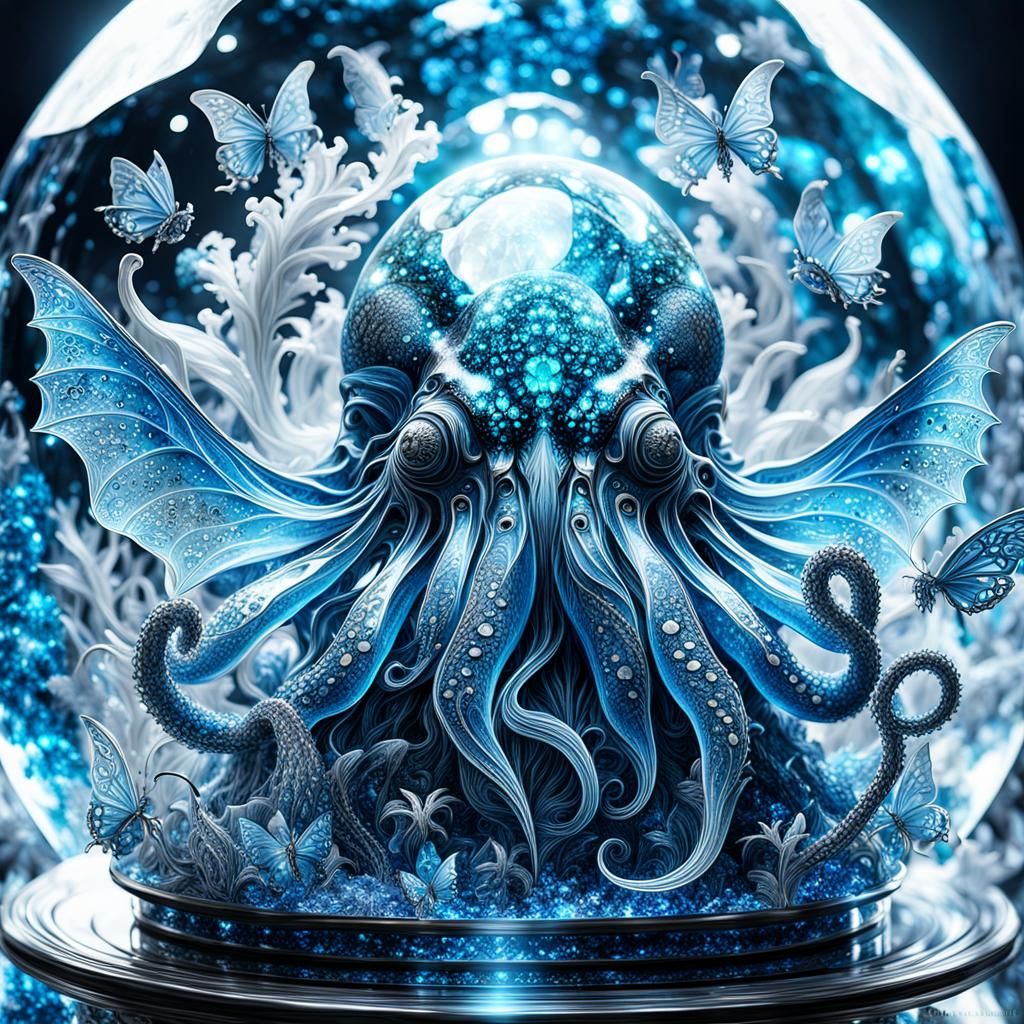 Bioluminescent Crystal Cthulhu Sculpture