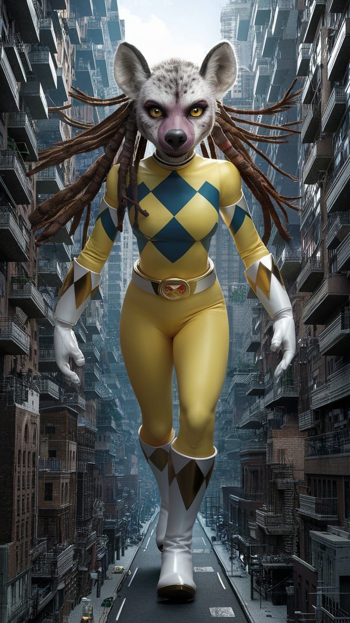 Giant Hyena Superhero Dominates Cityscape in Comic Book Styl...