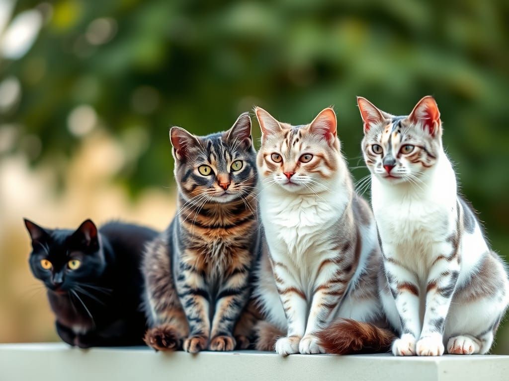 Four Cats on a Wall: Professional Photography