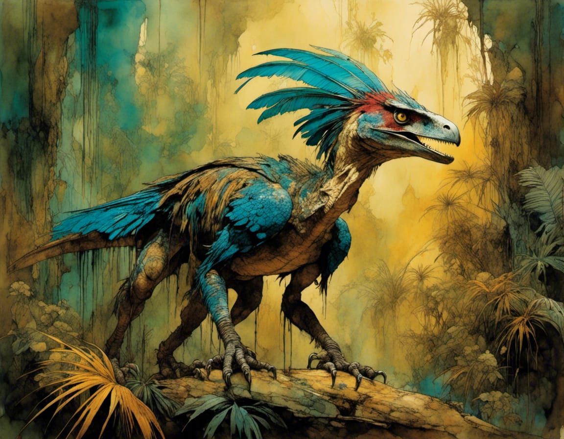 Animatronic Trice-raptors in Sepia-Toned Jungle