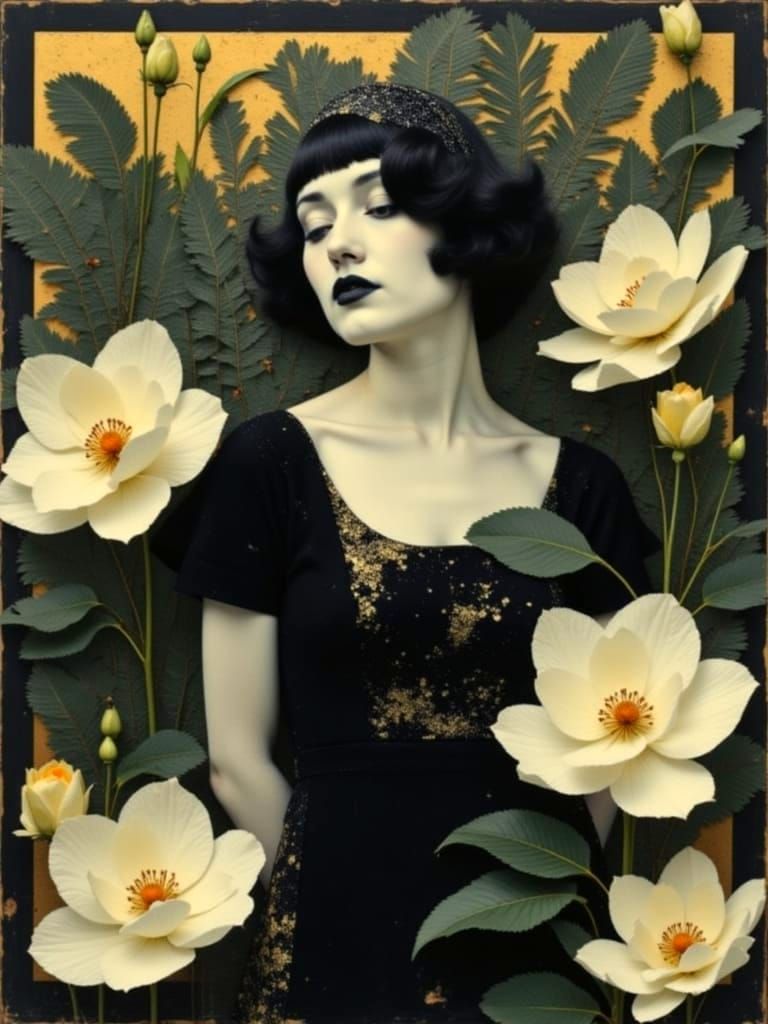 Art Deco Impasto Man with Floral Tattoo