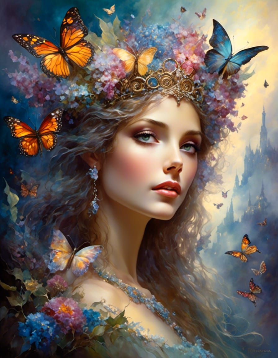 Beautiful Fairy Princess Portrait in Ethereal Style