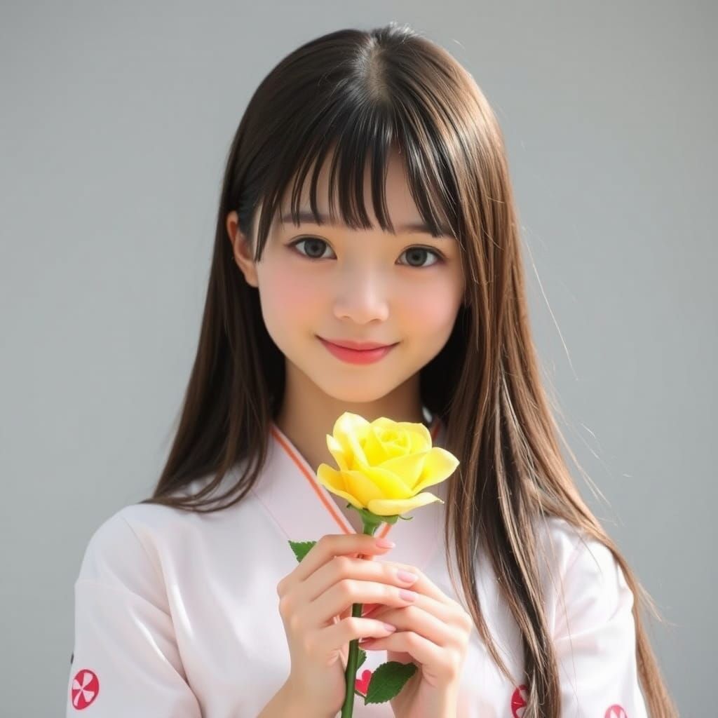 Japanese Girl with Glass Rose Portrait