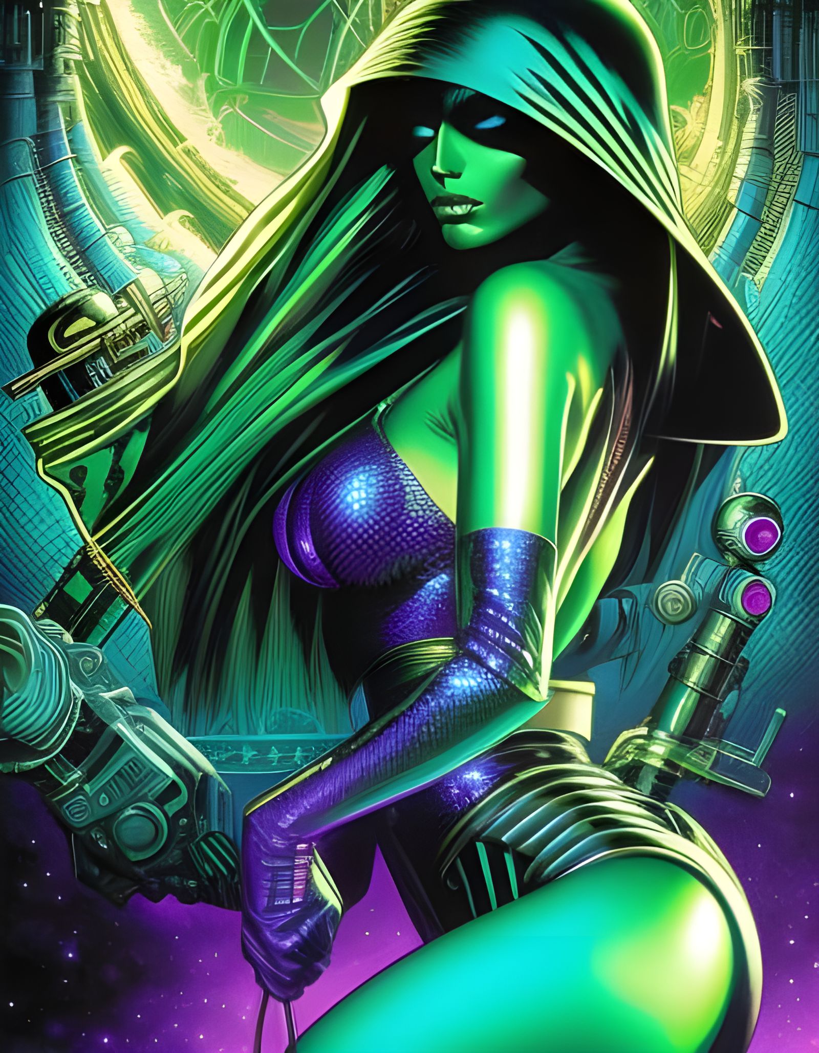 Holographic Alien Skull in Alienpunk Style