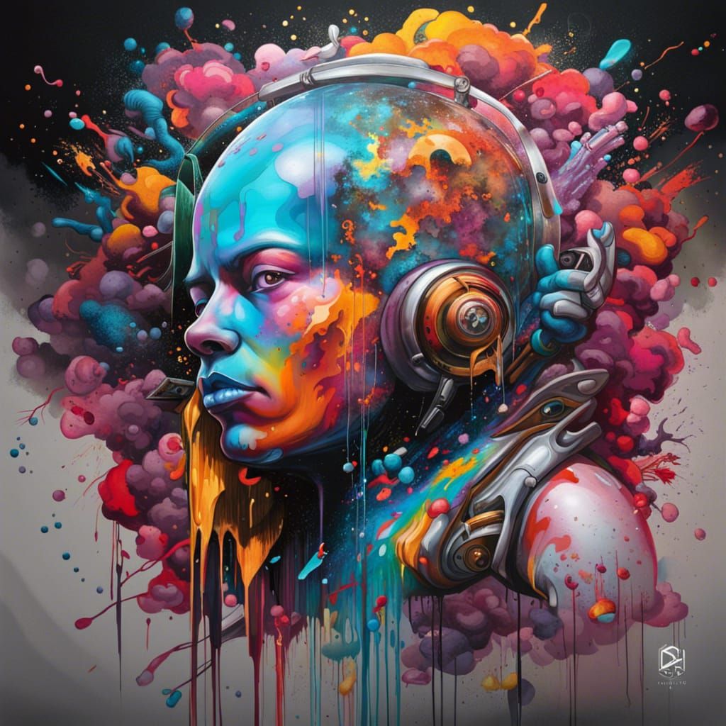 Omnipotent Guardian: Colorful Graffiti Art