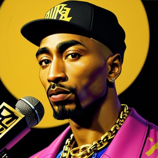 Tupac Shakur Recording: Graffiti Art Style Portrait