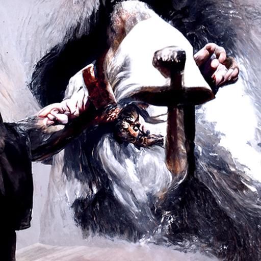 Antichrist Versus Jesus: Epic Oil Painting