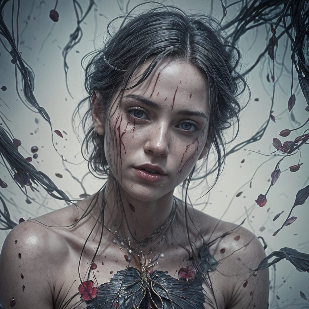 Detailed Matte Painting: Fantastical Dreamscape in Deep Colo...