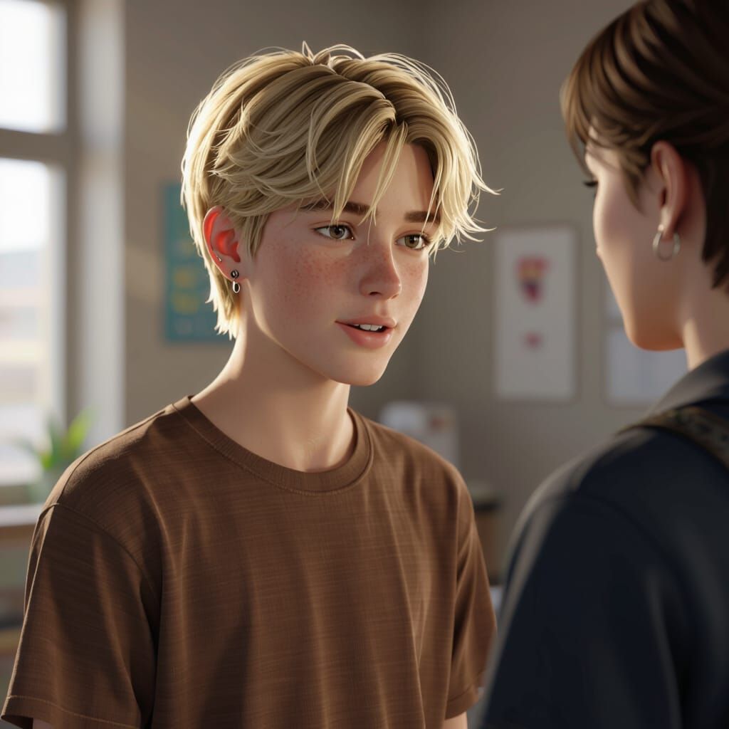 Teenage Boy Portrait with Dramatic Lighting and Vibrant Colo...