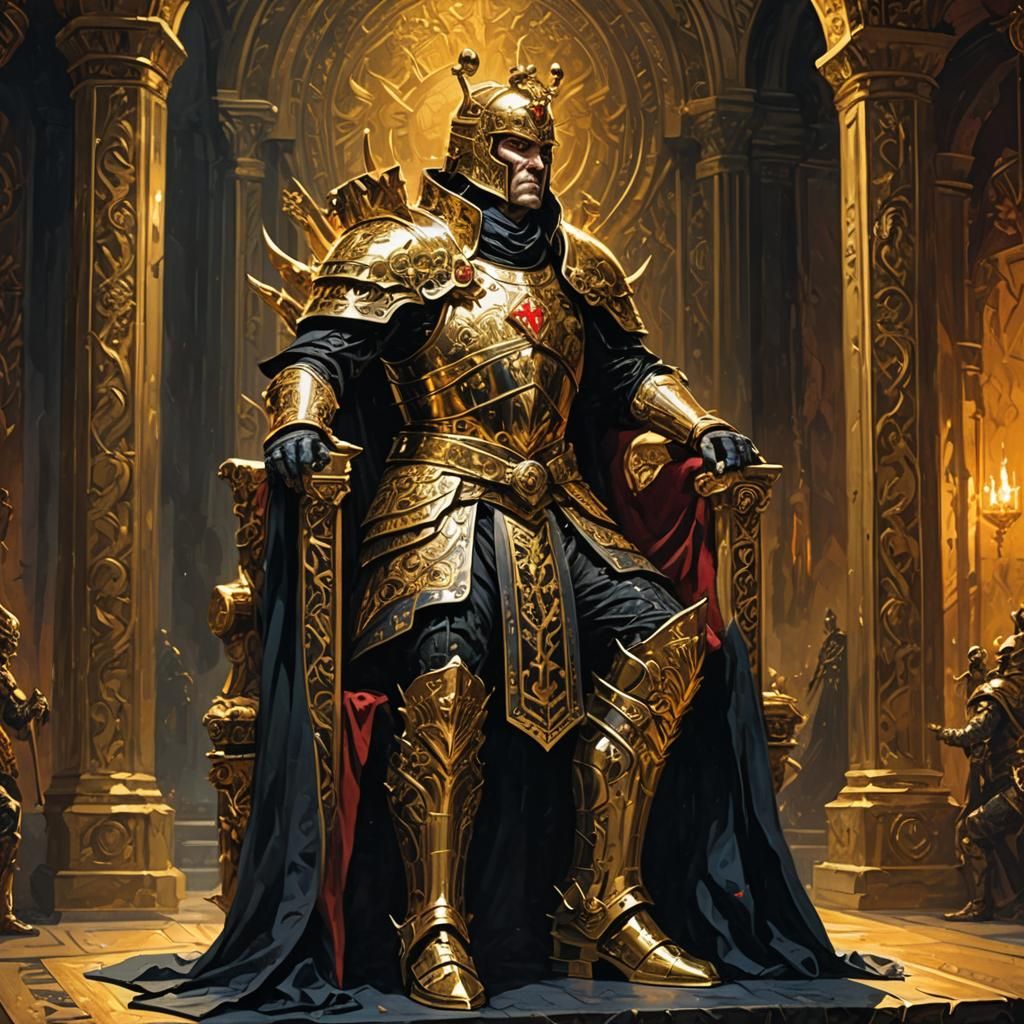Dark Fantasy Emperor in Ominous Throne Room