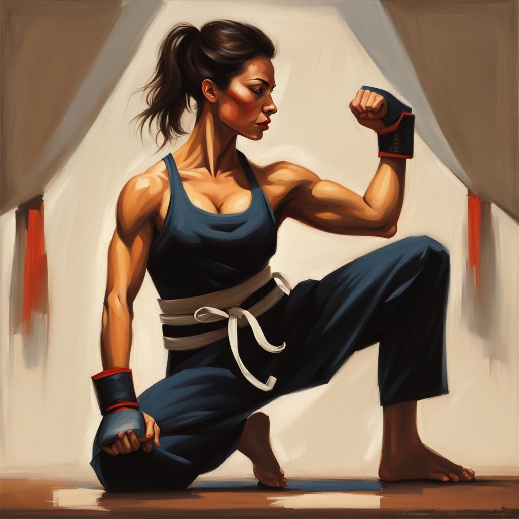 Noir Martial Artist in Retro Pulp Style