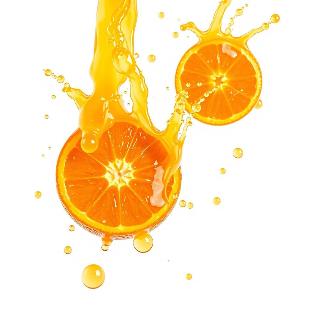 Orange Juice Splash: Hyper-Realistic Still Life