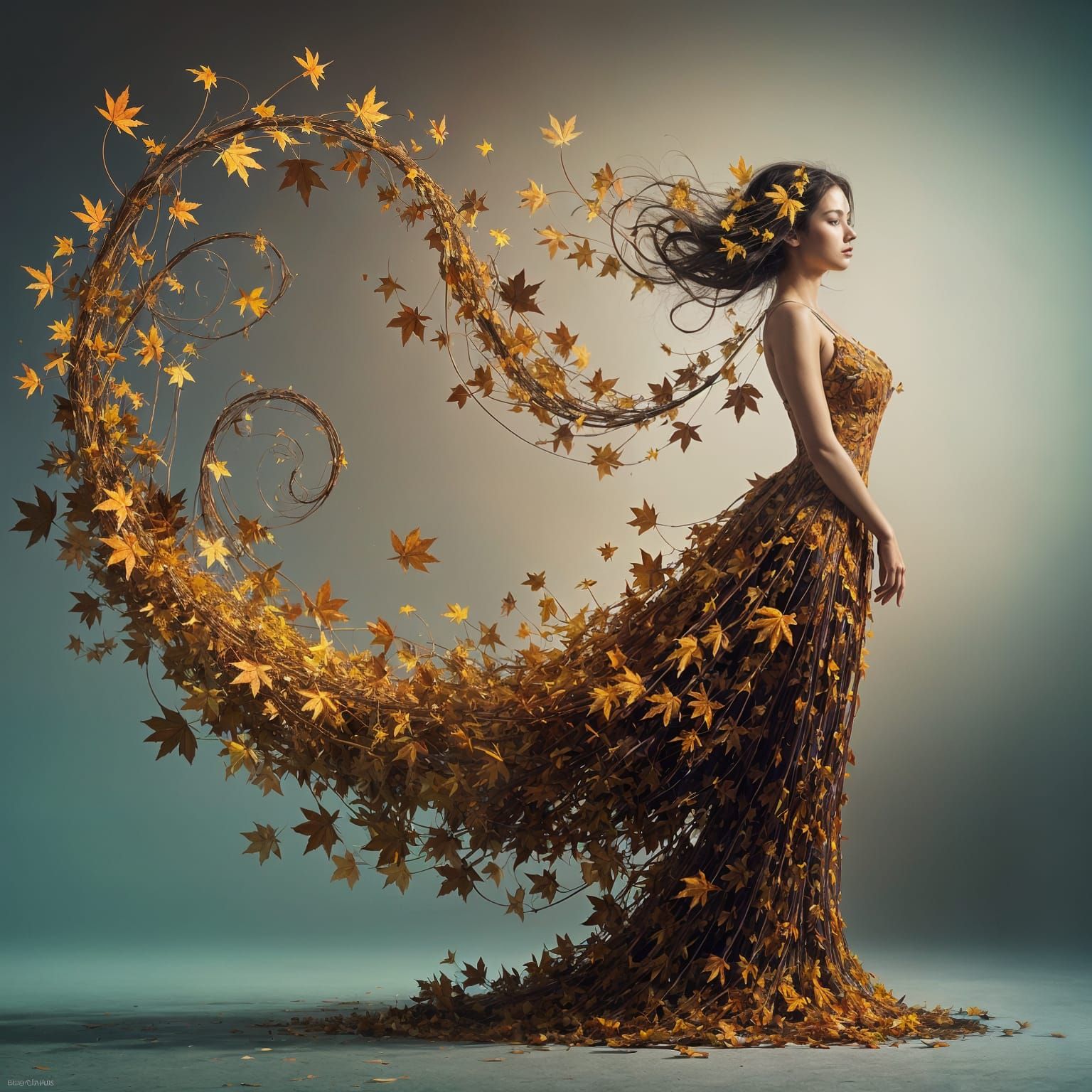 Autumn Goddess Emanates Serenity and Ephemeral Beauty