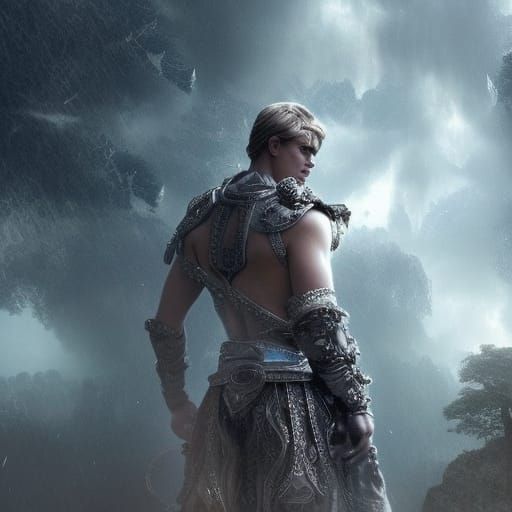 Handsome Prince with Glowing Blue Eyes: Digital Painting