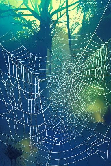 Spider Queen on Web: Detailed Digital Illustration