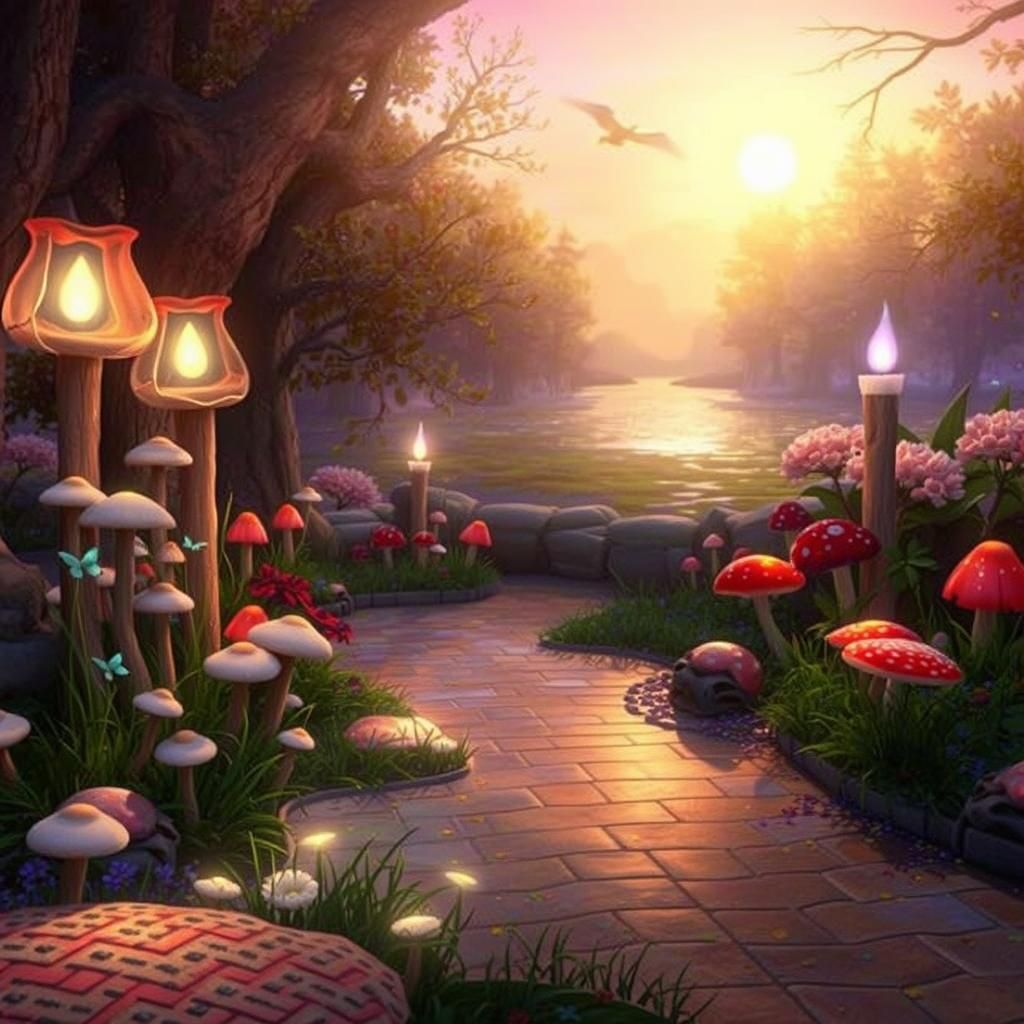 Enchanted Forest Village Under a Starry Night