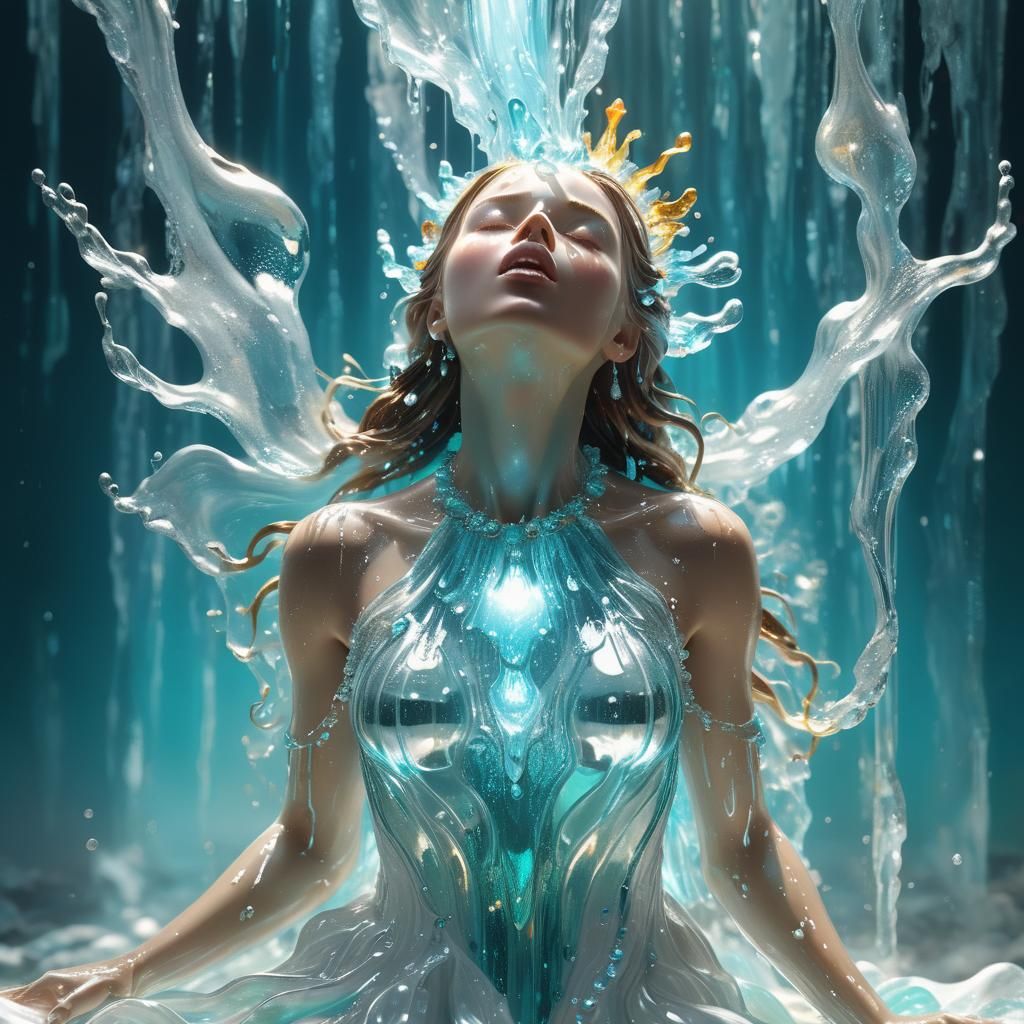 Glass Water Spirit with Waterfall Dress